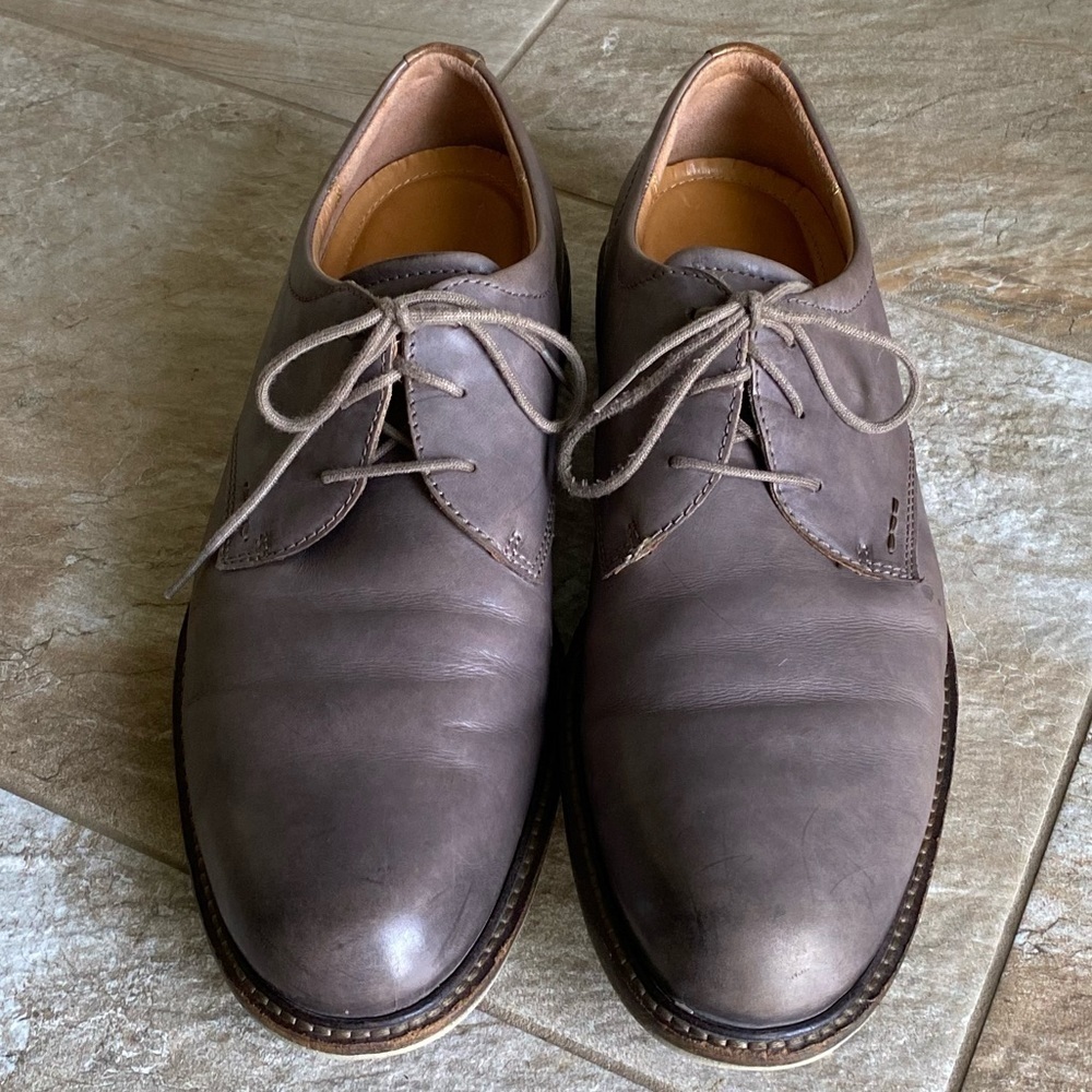 Ecco Mens Taupe Leather Oxford